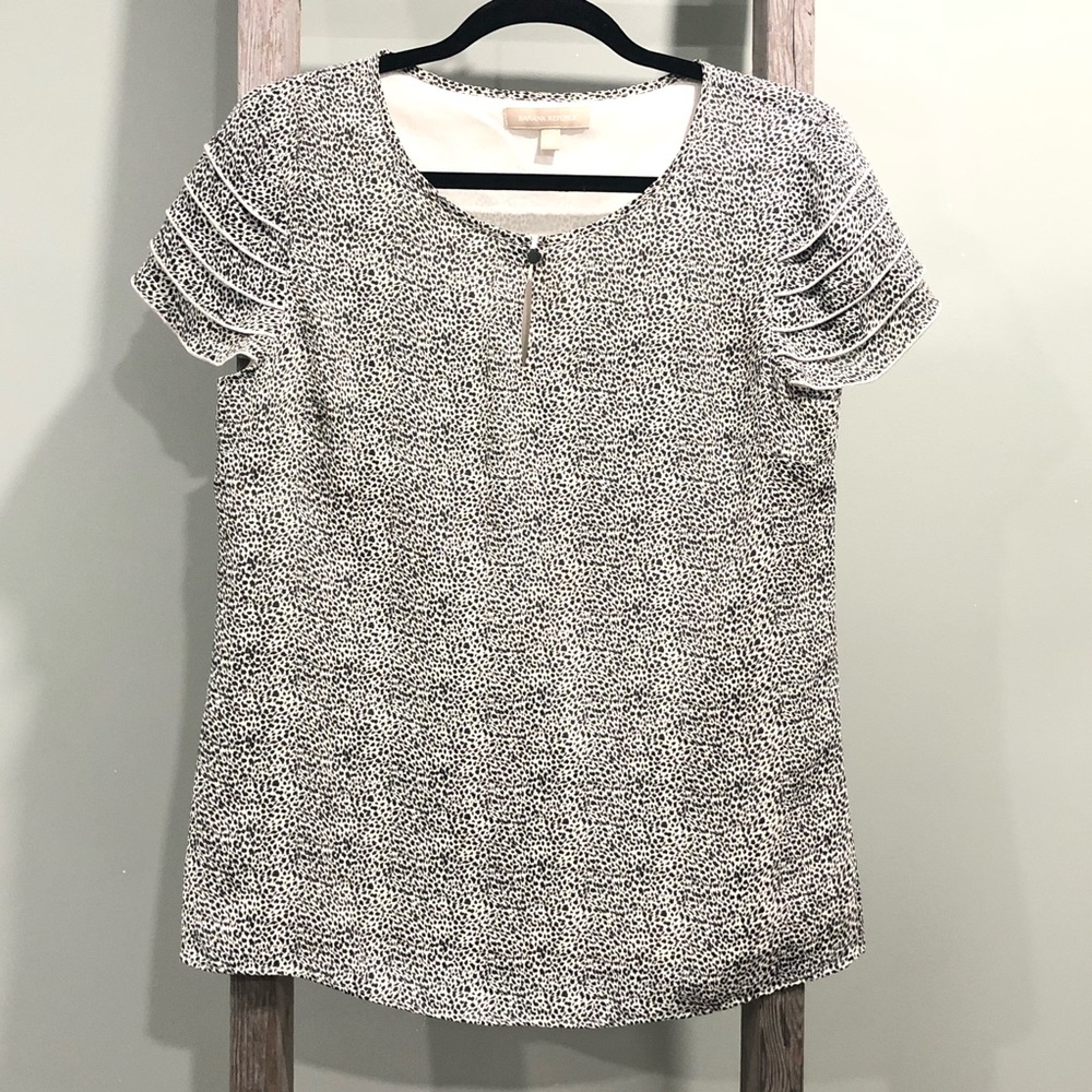 Banana Republic Ruffle Sleeve Keyhole Blouse Sz 8